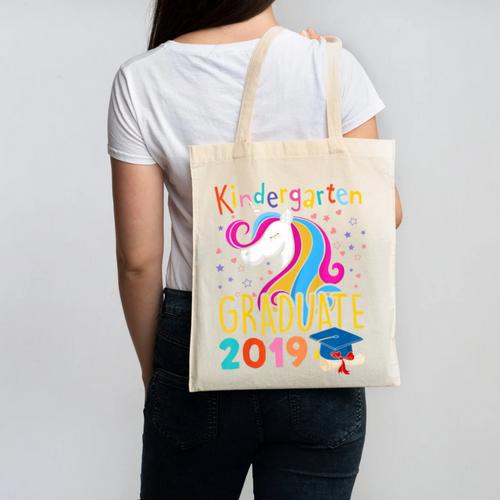 Kids Unicorn Kindergarten Graduation Graduate Shirt Canvas Tote Bag - Best Gift Smart