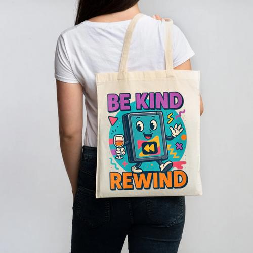 Be Kind Rewind 90s VHS Nostalgia Retro Canvas Tote Bag - Figerry