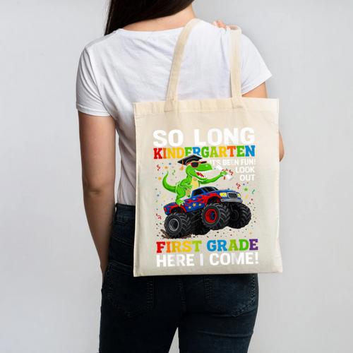 Kindergarten Graduate 2025 Kindergarten Graduation Dino Trex Canvas Tote Bag - Best Gift Smart