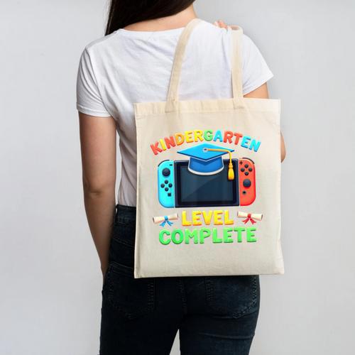 Kindergarten Level Complete Graduation Class 2025 Gamer Boys Canvas Tote Bag - Best Gift Smart