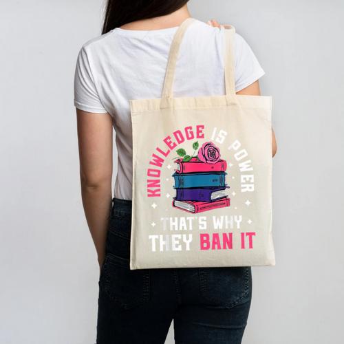 Knowledge Is Power Book Club Librarian Read Banned Books Canvas Tote Bag - Bookorys