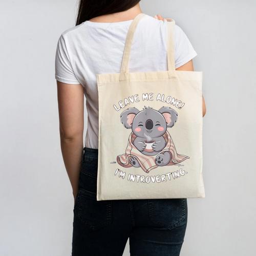 Leave Me Alone I'm Introverting Koala Introvert Canvas Tote Bag - Raresse