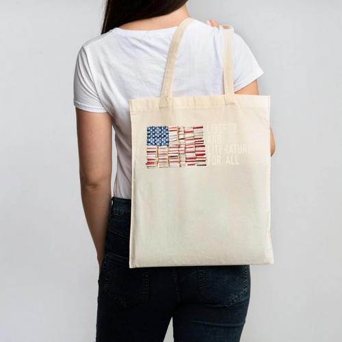 Liberty And Literature For All Reading USA Book Lover Canvas Tote Bag - Bookorys AU