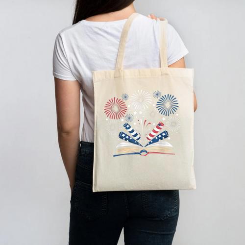 Librarian 4th July Book Lover Bookworm Patriotic Books Canvas Tote Bag - Bookorys DE