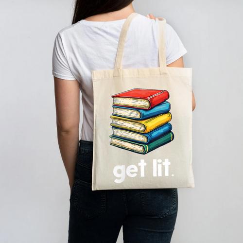 Get Lit With Books Canvas Tote Bag - Bookorys