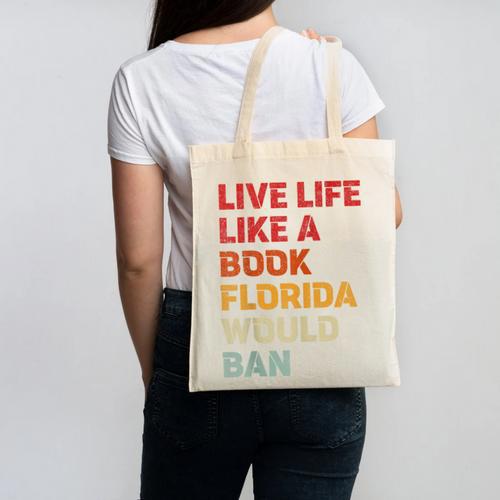 Live Life Like A Book Florida Would Ban Vintage Pride Month Canvas Tote Bag - Bookorys CA