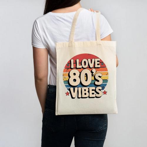 I Love 80’s Vibes Retro 80s Style Vintage Sunset Nostalgia Canvas Tote Bag - Figerry