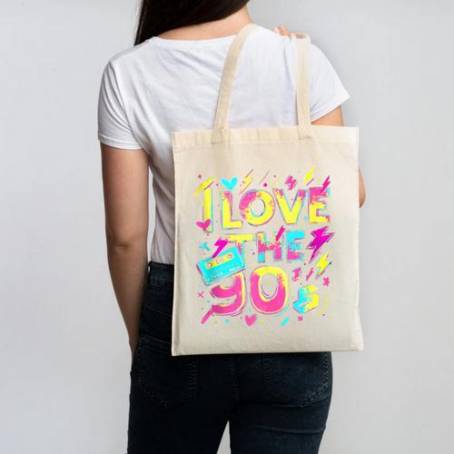 I Love The 90'S 90s Retro Nostalgia Canvas Tote Bag - Figerry