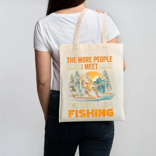 I Love Fishing Bigfoot Fisherman Introvert Sarcastic Canvas Tote Bag - Raresse