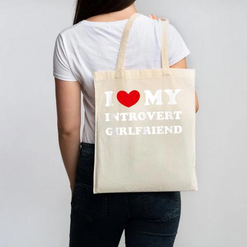 I Love My Introvert Girlfriend I Heart My Introvert GF Canvas Tote Bag - Raresse