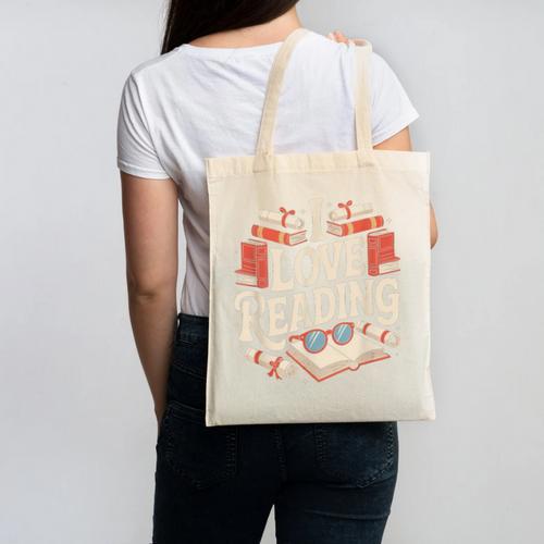 I Love Reading Books Literature Enthusiast Fun Canvas Tote Bag - Bookorys CA