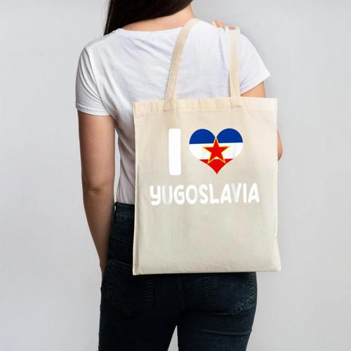 I Love Yugoslavia Proud Yugoslav Nostalgia Saying Canvas Tote Bag - Figerry
