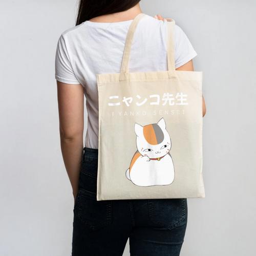 Madara Nyanko Sensei Natsume Yuujinchou Book Of Friends Cat Canvas Tote Bag - Bookorys