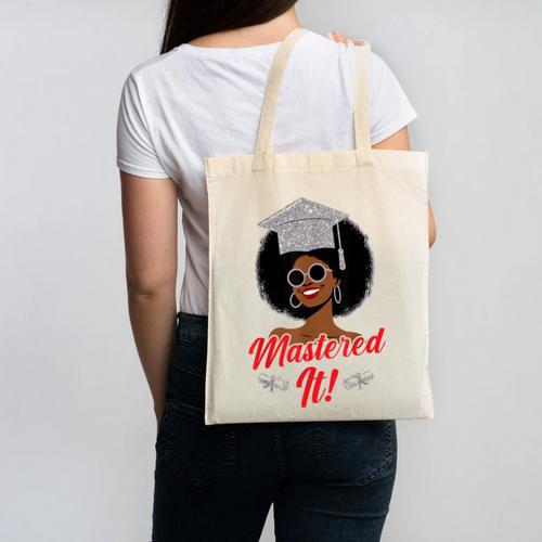 Master Degree Graduation Gifts Black Girl Canvas Tote Bag - Best Gift Smart