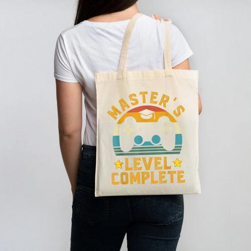 Master's Level Complete Vintage Video Gamer Graduation Canvas Tote Bag - Best Gift Smart