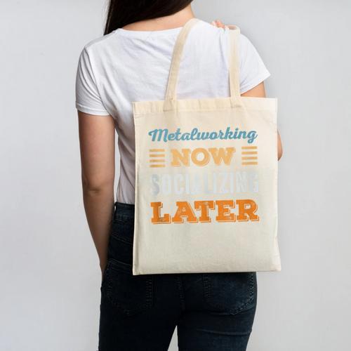 Metalworking Now Minimal Socializing Introvert Vintage Canvas Tote Bag - Raresse
