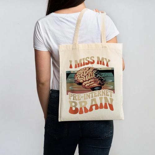 I Miss My Pre-Internet Brain Digital Nostalgia Retro Canvas Tote Bag - Figerry