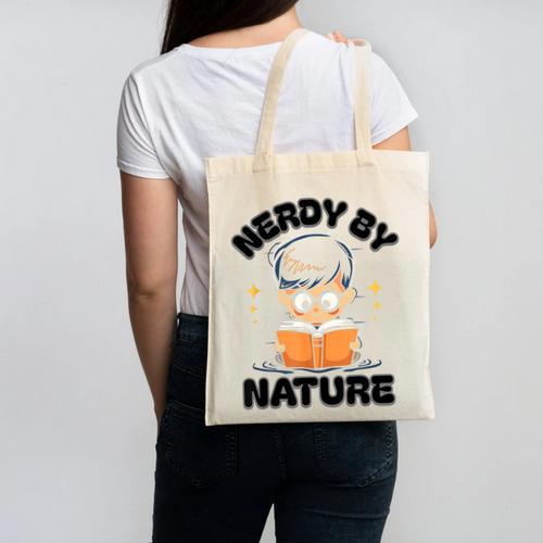 Nerdy By Nature Chibi Cute Book Lover Canvas Tote Bag - Bookorys