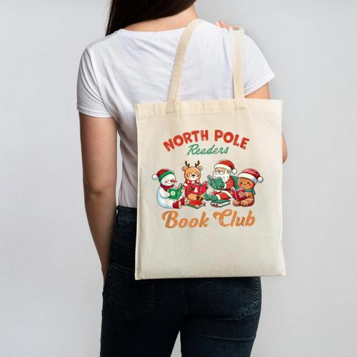 North Pole Readers Book Club Reading Book Christmas Canvas Tote Bag - Bookorys CA