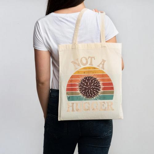 Not A Hugger Retro Sea Urchin Sarcastic Introvert Canvas Tote Bag - Raresse