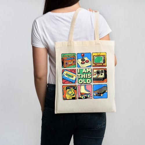 I Am This Old Retro Vintage Nostalgia 80s 90s Cassette Tape Canvas Tote Bag - Figerry