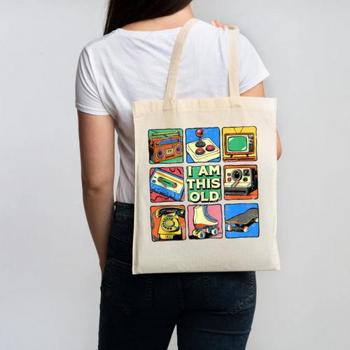 I Am This Old Retro Vintage Nostalgia 80s 90s Cassette Tape Canvas Tote Bag - Figerry