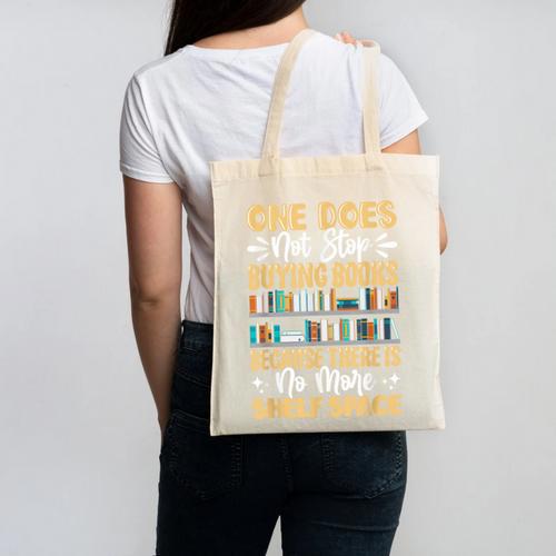 One Does Not Stop Buying Books Because There Is No More Shel Canvas Tote Bag - Bookorys