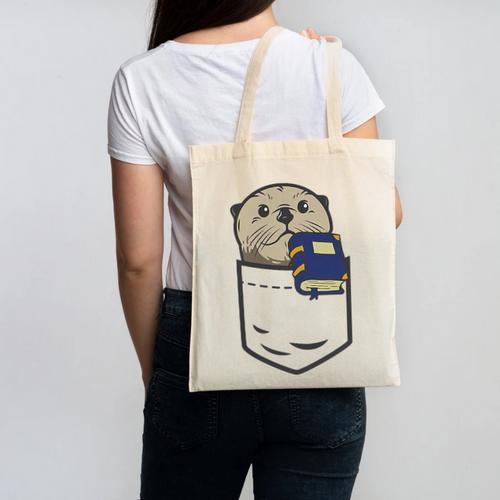 Otter Cute Read Reading Book Librarian Across America Kids Canvas Tote Bag - Bookorys
