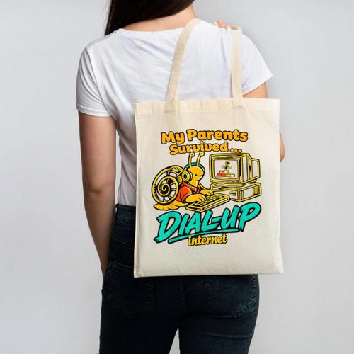 My Parents Survived Dial Up Internet Nostalgia 90s Canvas Tote Bag - Figerry