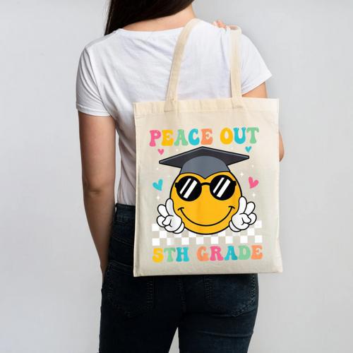 Peace Out 5th Grade Graduation Last Day Of School Canvas Tote Bag - Best Gift Smart