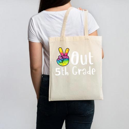 Peace Out 5th Grade Tie Dye Graduation Class Of 2026 Canvas Tote Bag - Best Gift Smart