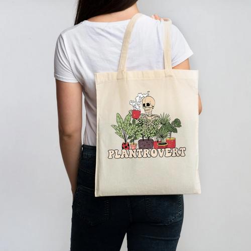Plant Coffee Love Plantrovert Gardening Introvert Mom Canvas Tote Bag - Raresse