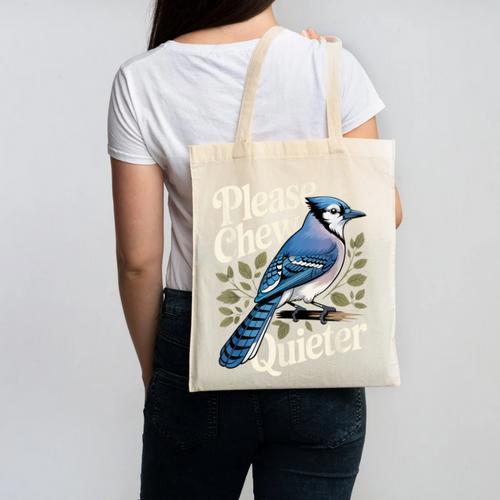 Please Chew Quieter Introvert Christmas Bird Watcher Canvas Tote Bag - Raresse
