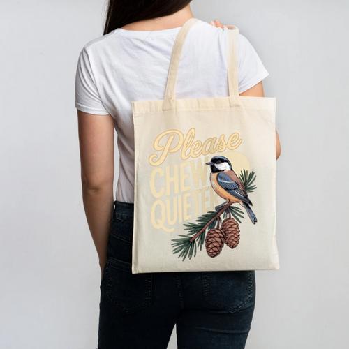 Please Chew Quieter Introverts Casual Everyday Canvas Tote Bag - Raresse