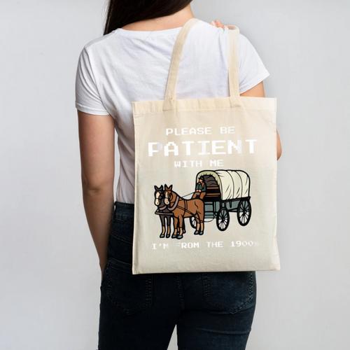 Please Be Patient I'm From The 1900s Amish Wagon & Vintage Canvas Tote Bag - Figerry