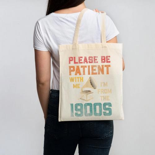 Please Be Patient With Me I'm From The 1900s Cool Gramophone Canvas Tote Bag - Figerry