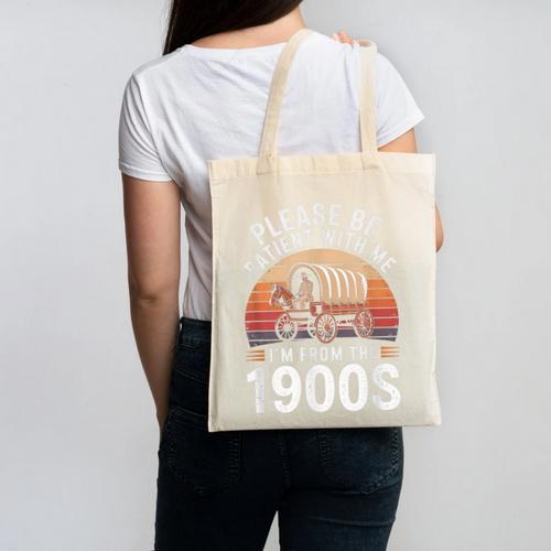 Please Be Patient With Me I'm From The 1900s Grandma Grandpa Canvas Tote Bag - Figerry