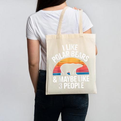I Like Polar Bears Maybe 3 People Sarcastic Introvert Humor Canvas Tote Bag - Raresse