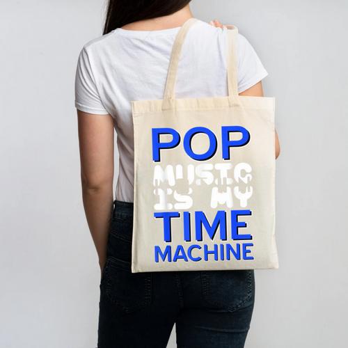 Pop Music Becomes a Time Machine Nostalgia Sound Quote Canvas Tote Bag - Figerry