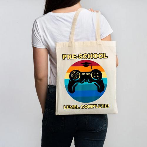 Pre-School Level Complete Graduation Video Gamer Preschool T Canvas Tote Bag - Best Gift Smart