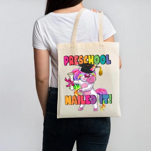 Preschool Nailed It Flossing Unicorn Graduation Shirt Canvas Tote Bag - Best Gift Smart