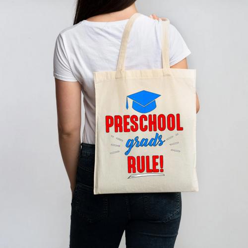 Preschooler Graduation Grad Cap Preschool Grads Rule Canvas Tote Bag - Best Gift Smart