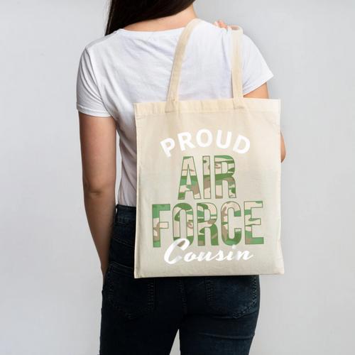 Proud Air Force Cousin Deployment Homecoming Graduation Canvas Tote Bag - Best Gift Smart