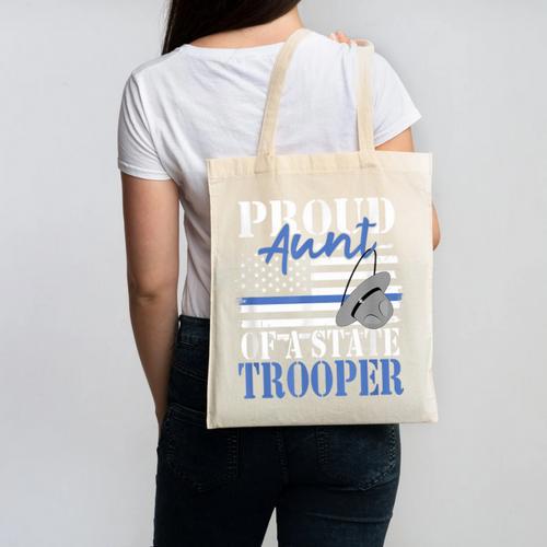 Proud Aunt Of a State Trooper Police Officer Graduation Canvas Tote Bag - Best Gift Smart