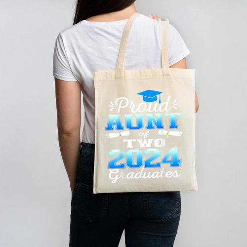Proud Aunt Of Two 2024 Graduate Class 2024 Graduation Family Canvas Tote Bag - Best Gift Smart