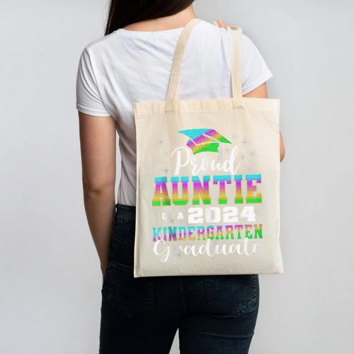 Proud Auntie Of Kindergarten Graduate 2024 Graduation Auntie Canvas Tote Bag - Best Gift Smart
