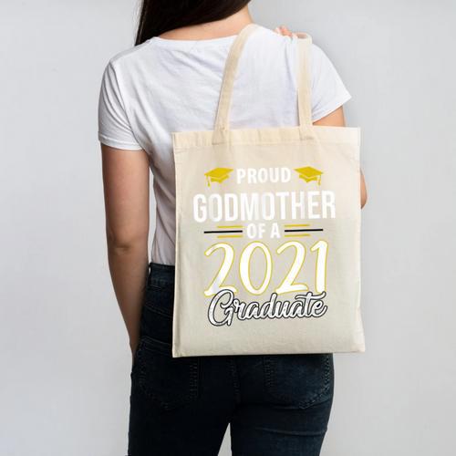 Proud Godmother Of A 2021 Graduate Graduation Clothes MBA Canvas Tote Bag - Best Gift Smart