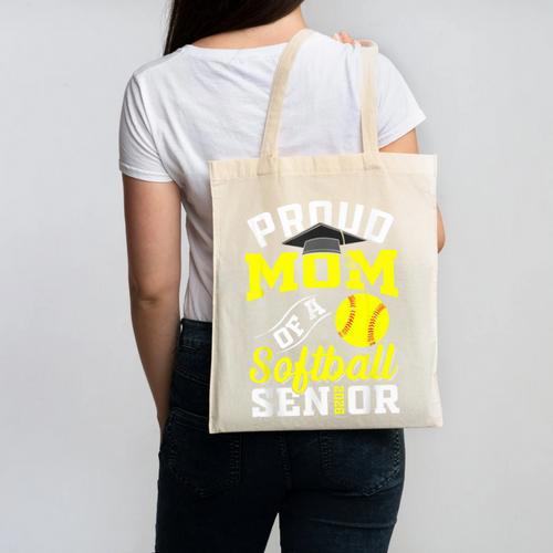 Proud Mom Of a Softball Senior Class Of 2026 Graduation Canvas Tote Bag - Best Gift Smart