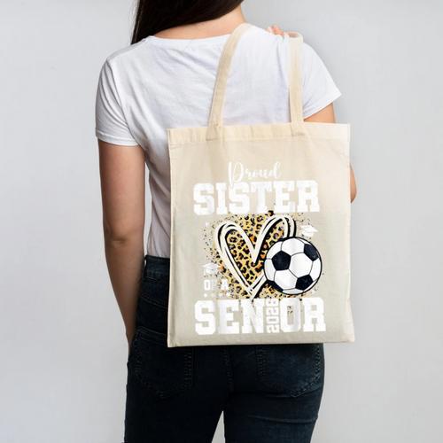 Proud Sister Of A 2026 Senior Soccer Graduation Leopard Canvas Tote Bag - Best Gift Smart