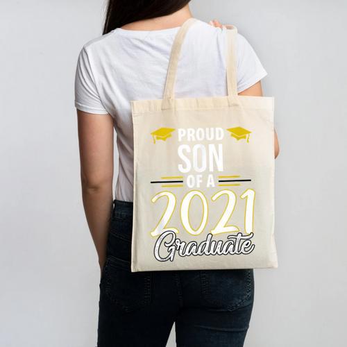 Proud Son Of A 2021 Graduate Graduation Clothes MBA PhD Canvas Tote Bag - Best Gift Smart